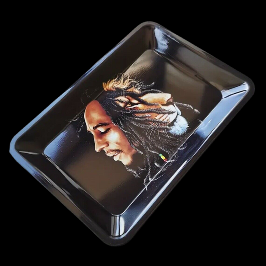 Drehtablett Metall Rolling Tray "BOB MARLEY" 18x12.5x2,5cm