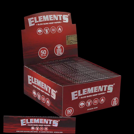 1 Box (50x) Elements Red King Size Slim Hanf Papers from Hemp