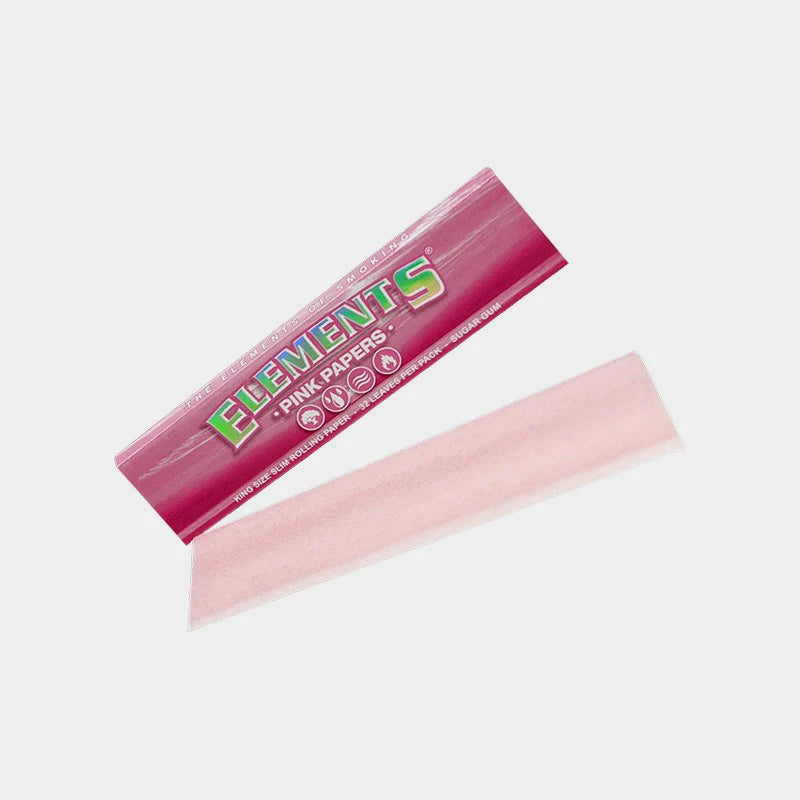 1 Box Elements PINK King Size Slim Papers 50 Heftchen, Papers Zigarettenpapier